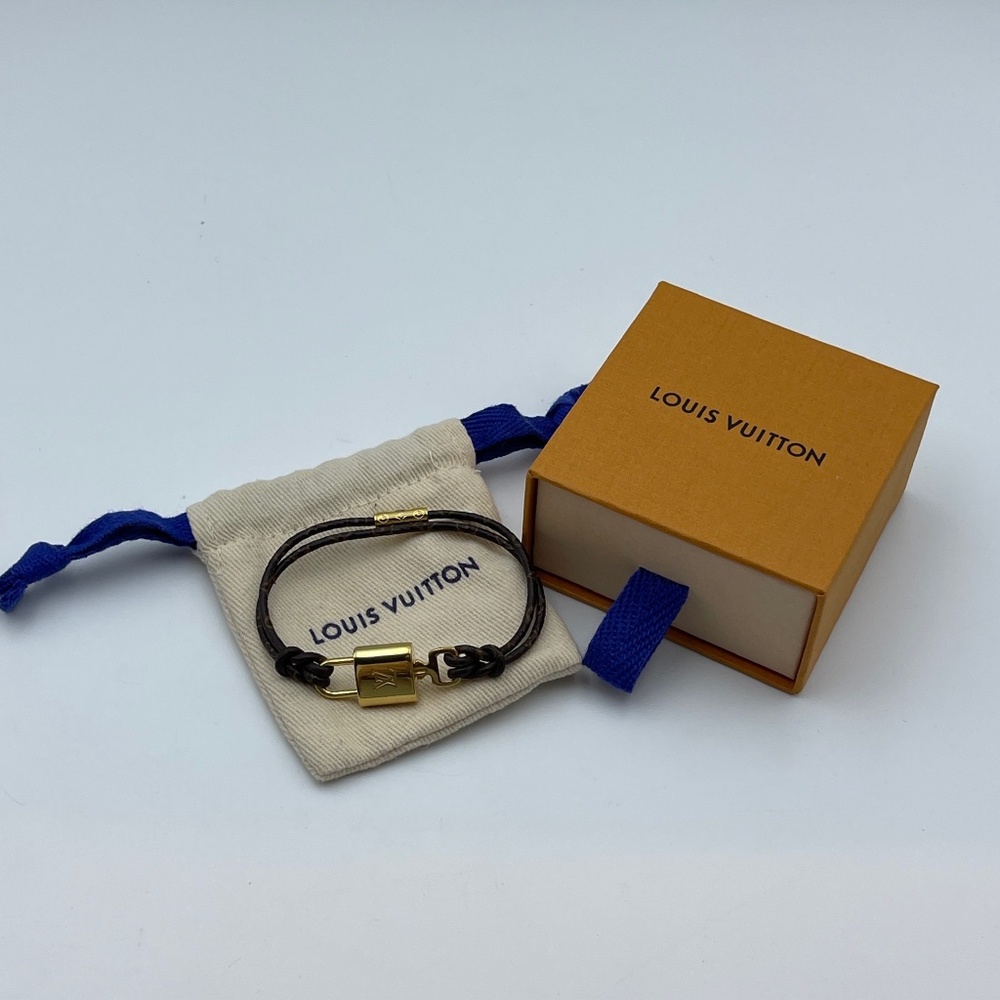 Louis Vuitton Padlock brown leather bracelet monogram lock logo jewelry
